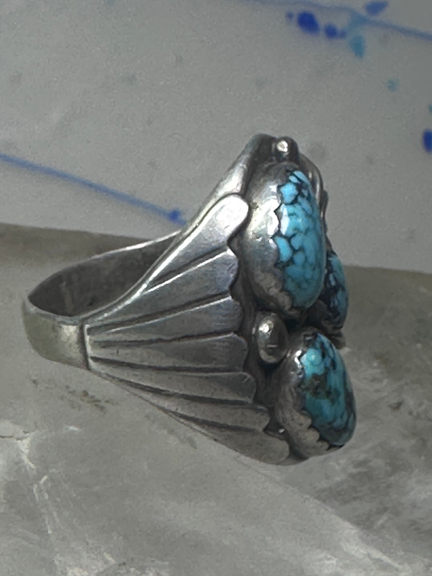 Navajo ring Turquoise Heavy Biker band size 11 sterling silver women men