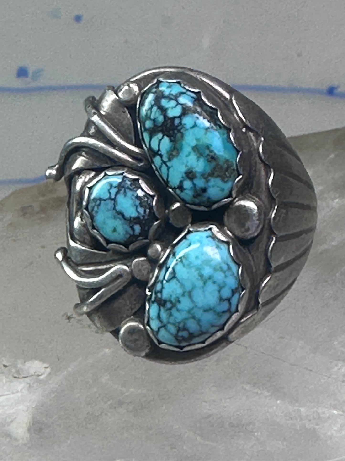 Navajo ring Turquoise Heavy Biker band size 11 sterling silver women men
