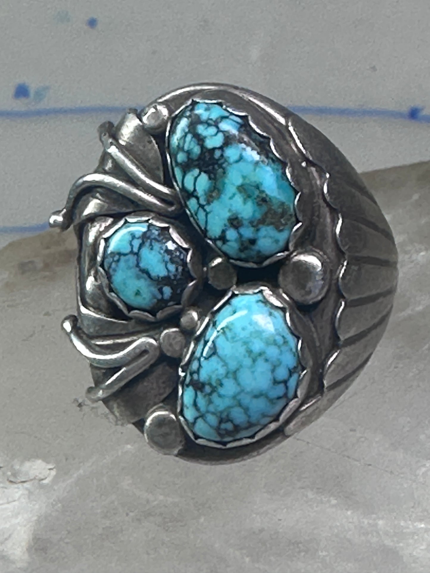 Navajo ring Turquoise Heavy Biker band size 11 sterling silver women men