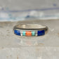 Vintage Carolyn Pollack Sterling Silver Multi Stone Inlay Southwestern Style Band Ring Size 5.75 3.8g 925