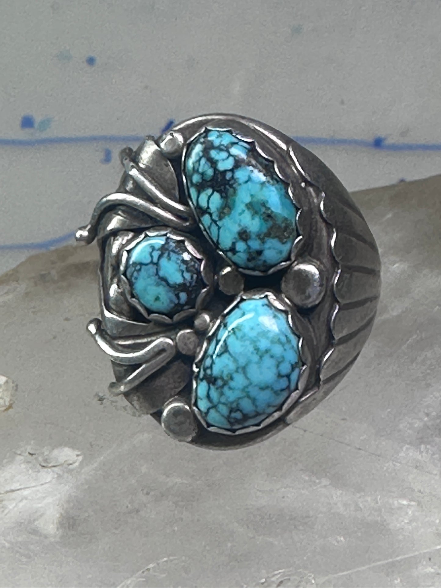 Navajo ring Turquoise Heavy Biker band size 11 sterling silver women men