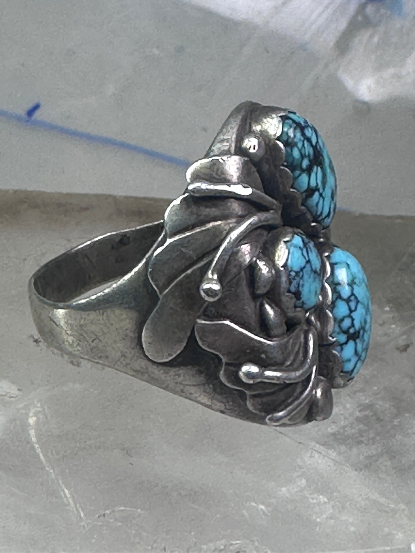 Navajo ring Turquoise Heavy Biker band size 11 sterling silver women men