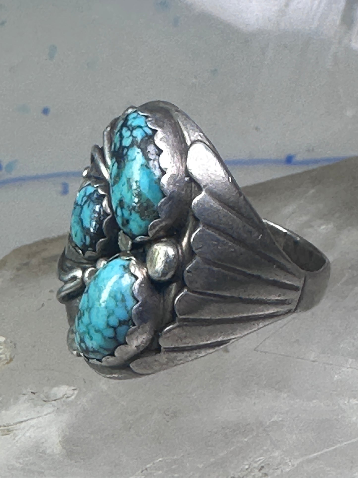 Navajo ring Turquoise Heavy Biker band size 11 sterling silver women men