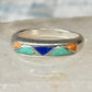Vintage Carolyn Pollack Sterling Silver Multi Stone Mountain Inlay Southwestern Style Band Ring AS IS Size 5.75 3.2g 925