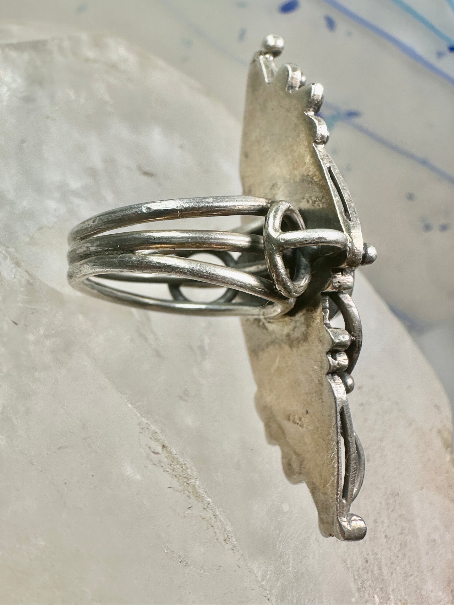 Long Labradorite ring size 6.75 sterling silver women