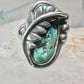 Turquoise ring Navajo leaf size 6.25 sterling silver women