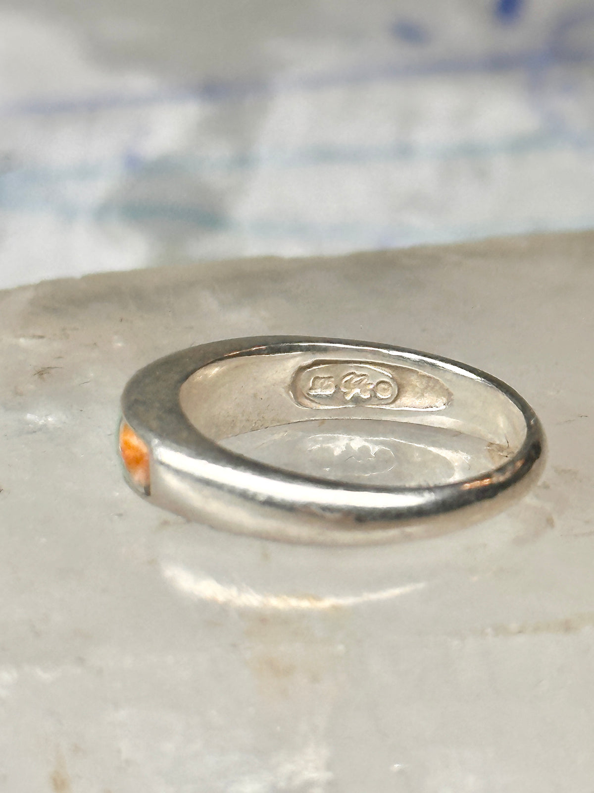 Vintage Carolyn Pollack Sterling Silver Multi Stone Mountain Inlay Southwestern Style Band Ring AS IS Size 5.75 3.2g 925