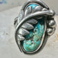 Turquoise ring Navajo leaf size 6.25 sterling silver women