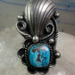 Navajo ring long turquoise size 7 sterling silver women