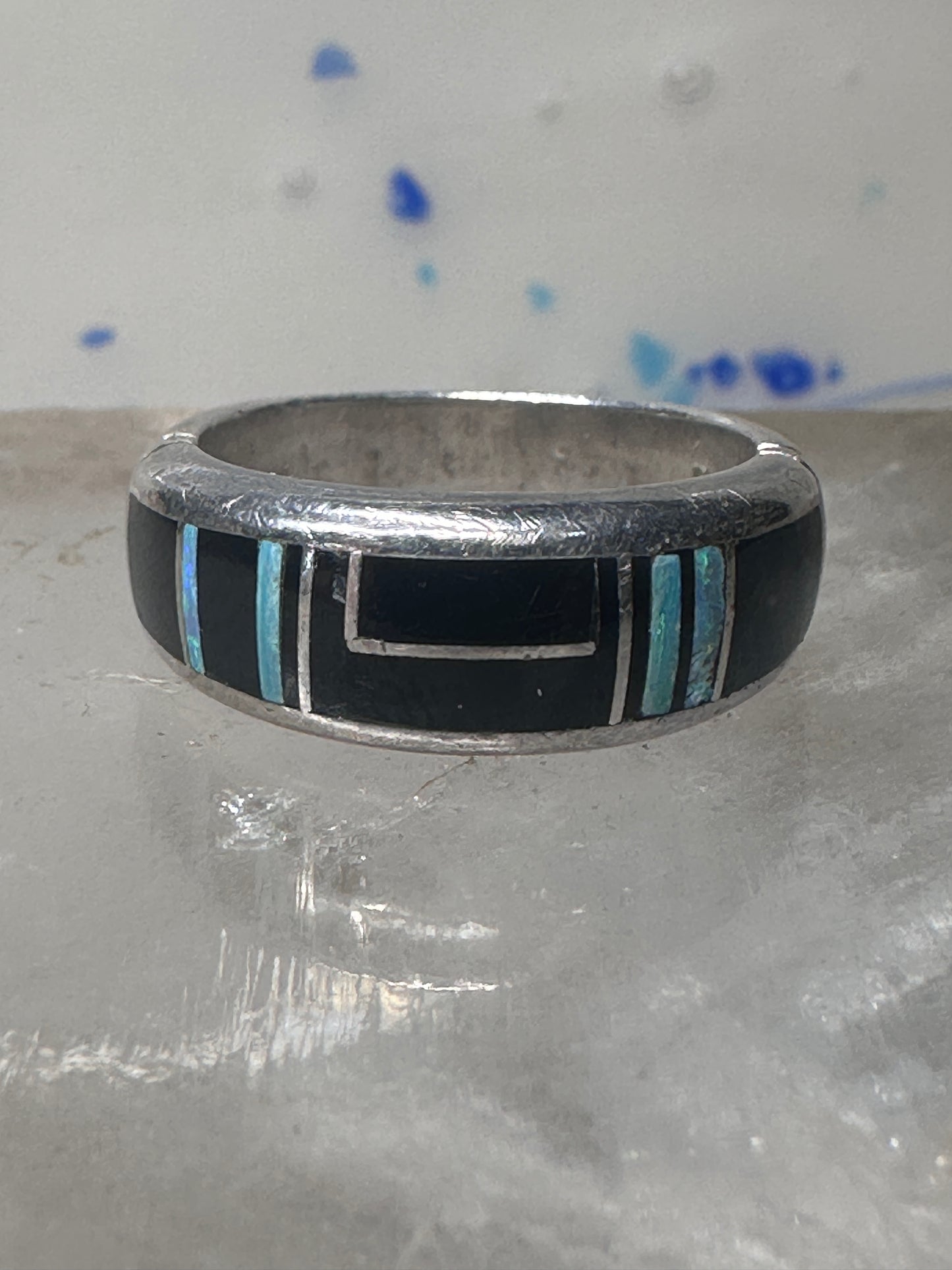Onyx lab opal ring southwest band size 6.50 women girls
