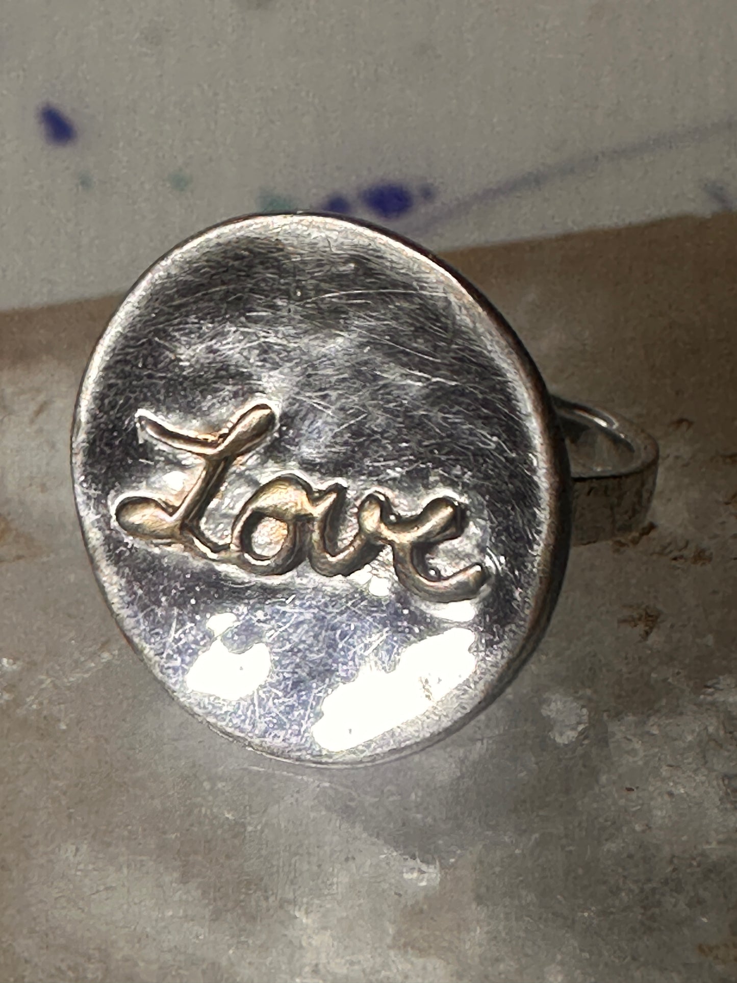 Love ring love word valentine band size 4 sterling silver women pinky girls