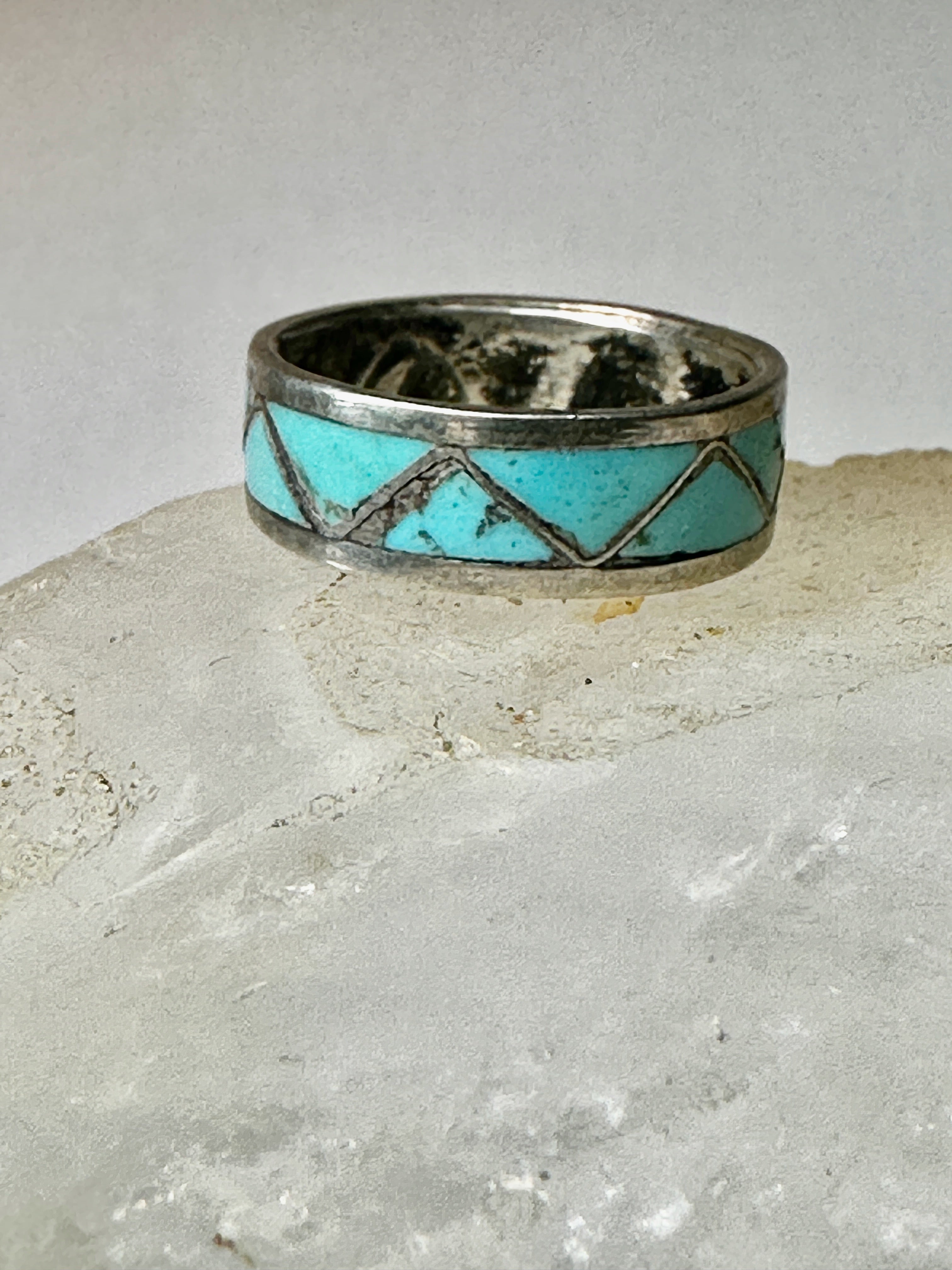 Turquoise Ring / Patterned Men's Jewelry / Sterling Silver Ring / Blue store Silver Ring / Turquoise Silver Rings / Gift for Him / Boyfriend Gift