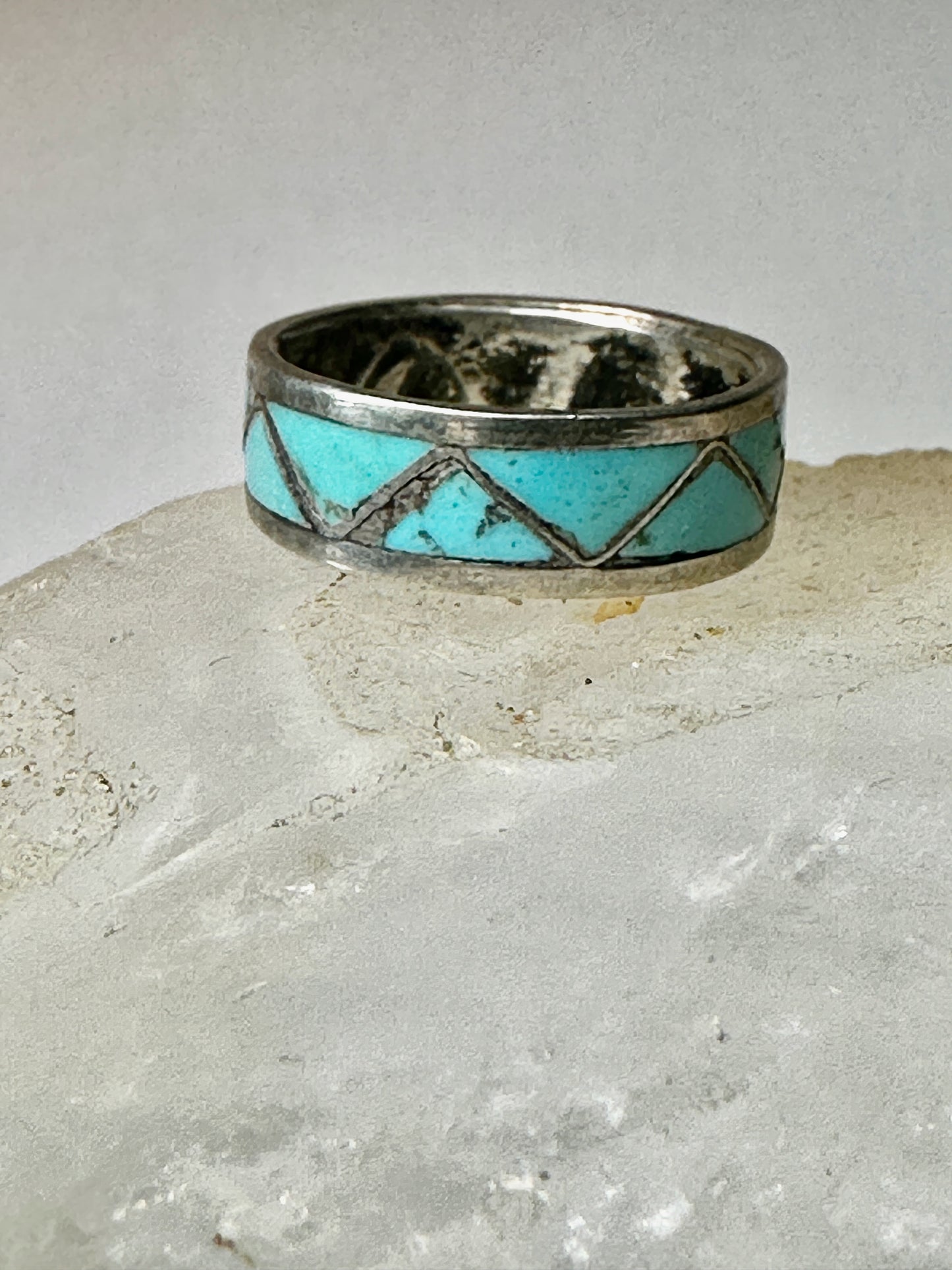 Zuni ring Turquoise band size 7.50 sterling silver women men