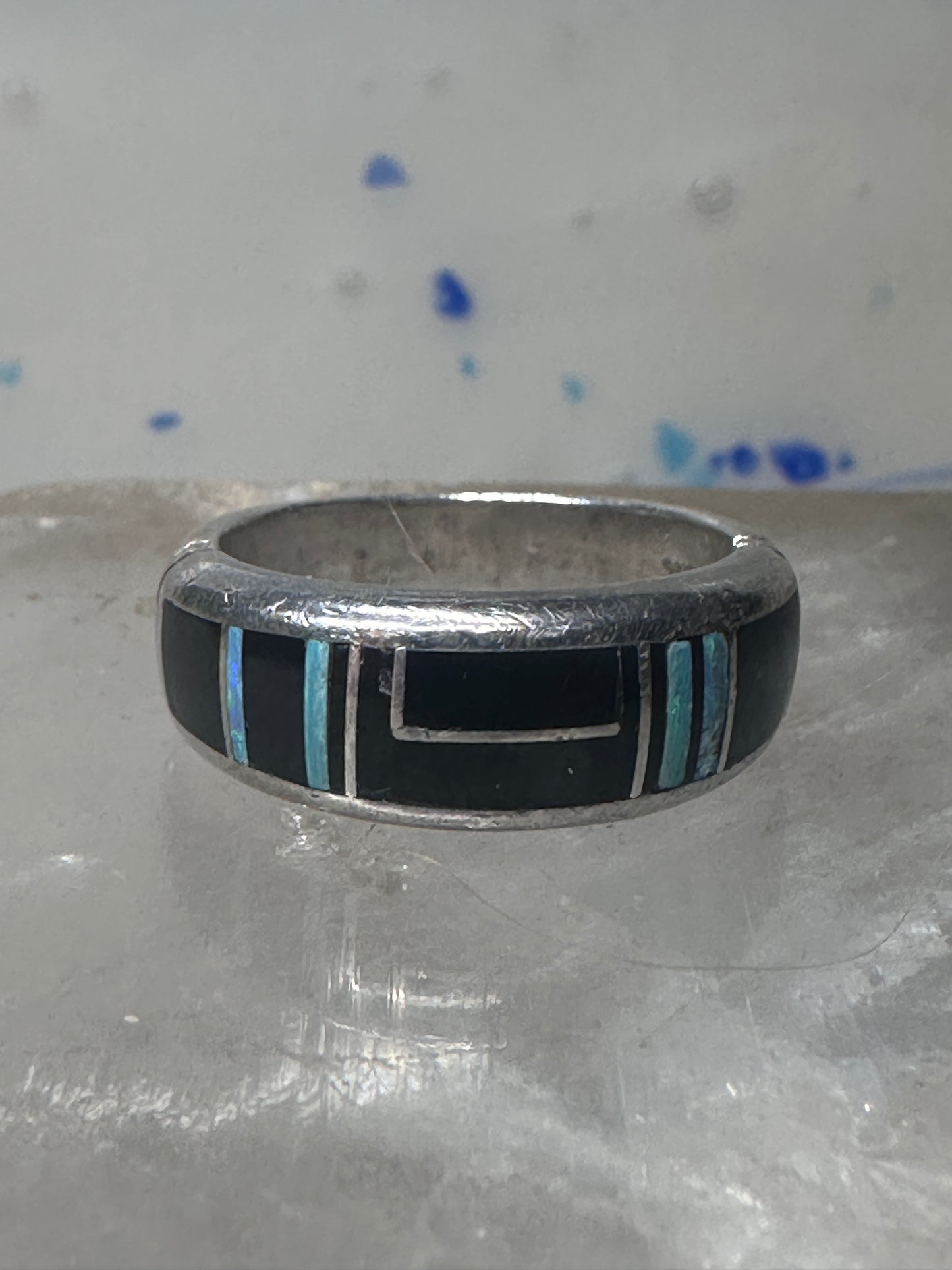 Onyx lab opal ring southwest band size 6.50 women girls
