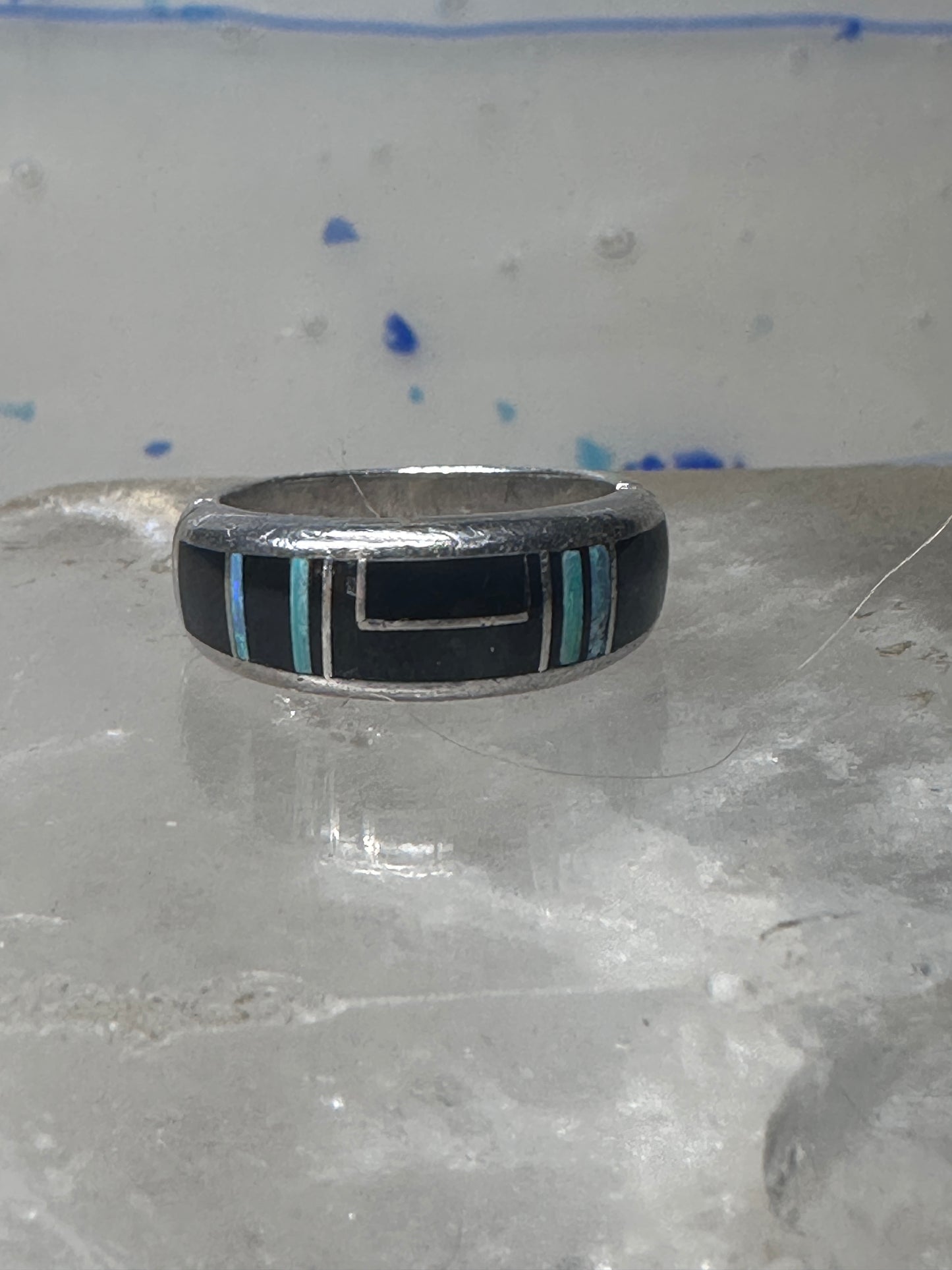Onyx lab opal ring southwest band size 6.50 women girls