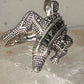 Alligator ring crocodile marcasite band size 8.75 sterling silver women