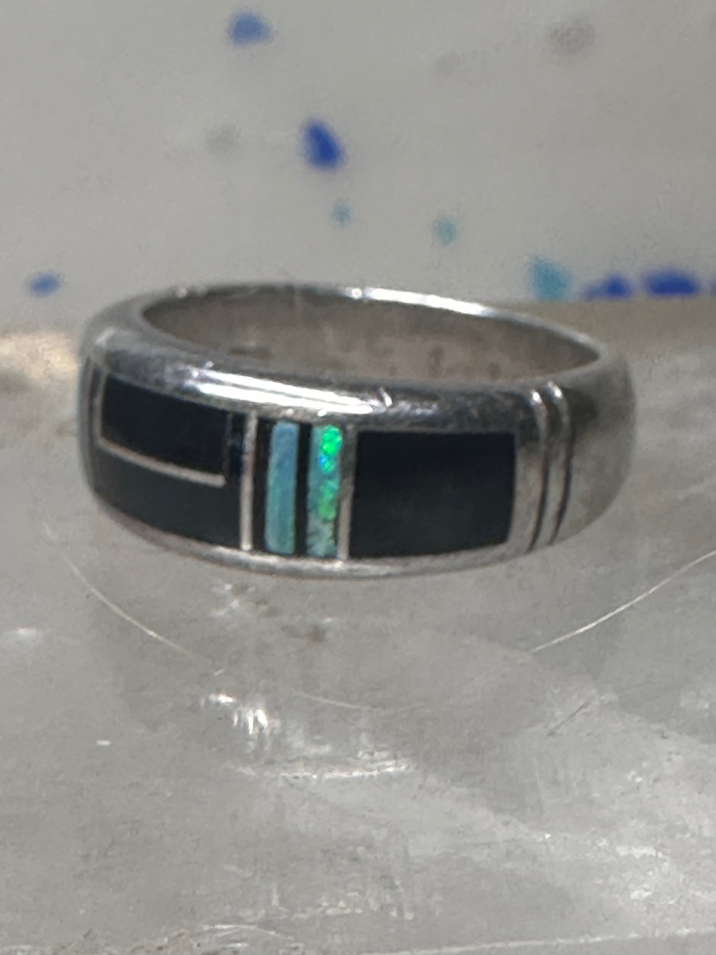 Onyx lab opal ring southwest band size 6.50 women girls