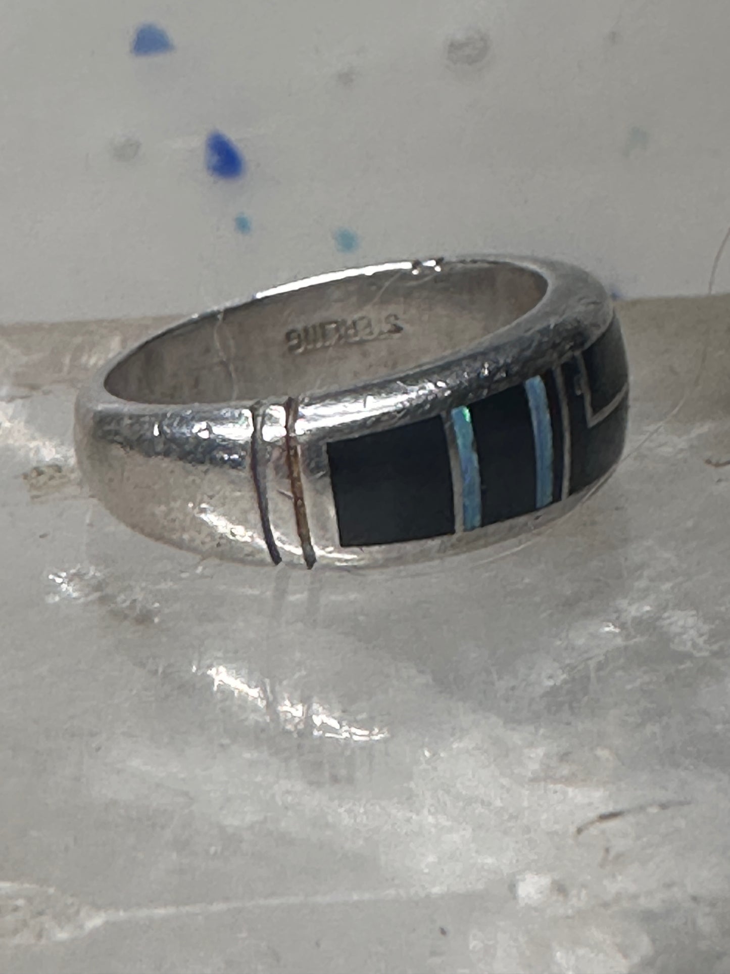 Onyx lab opal ring southwest band size 6.50 women girls