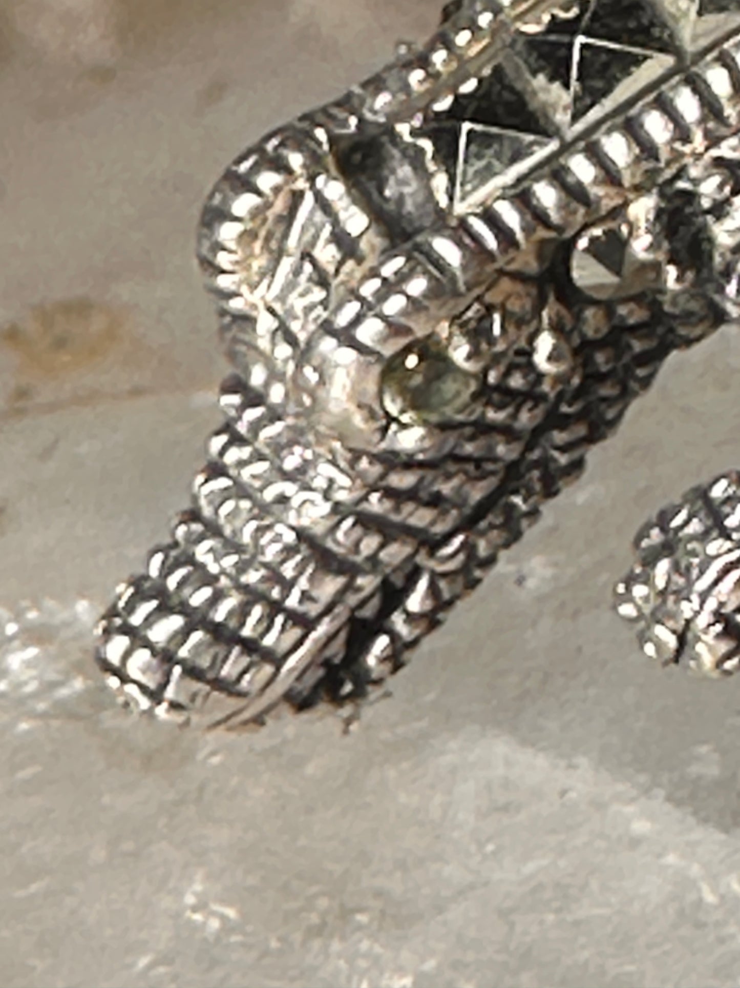 Alligator ring crocodile marcasite band size 8.75 sterling silver women