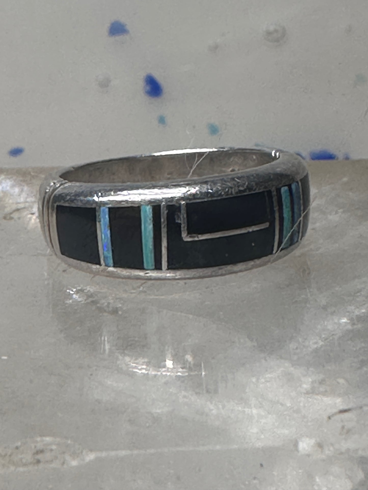 Onyx lab opal ring southwest band size 6.50 women girls