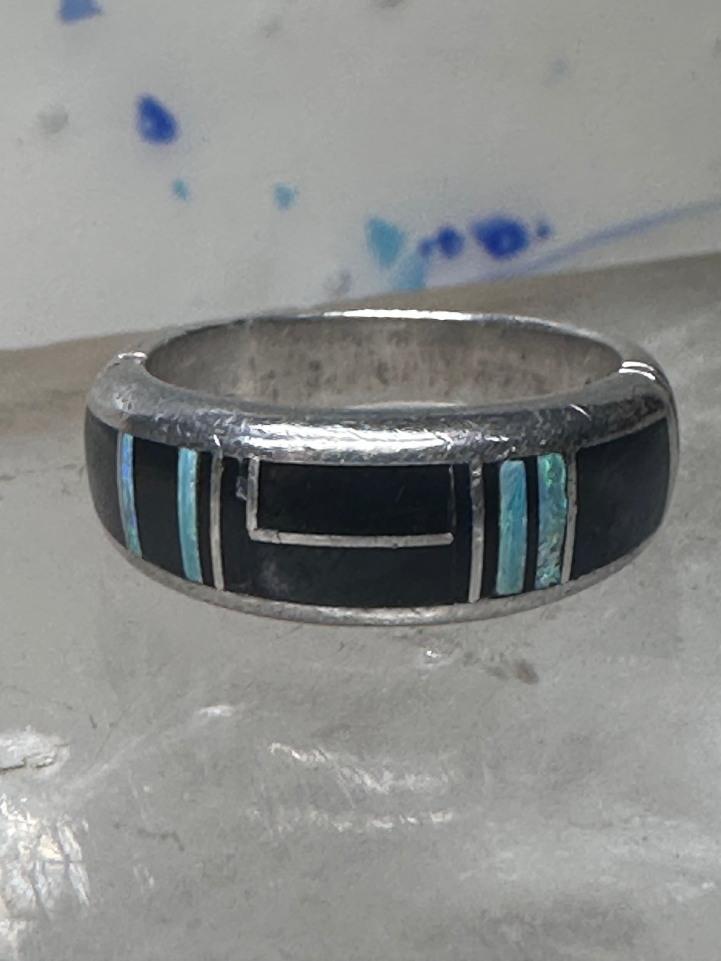 Onyx lab opal ring southwest band size 6.50 women girls