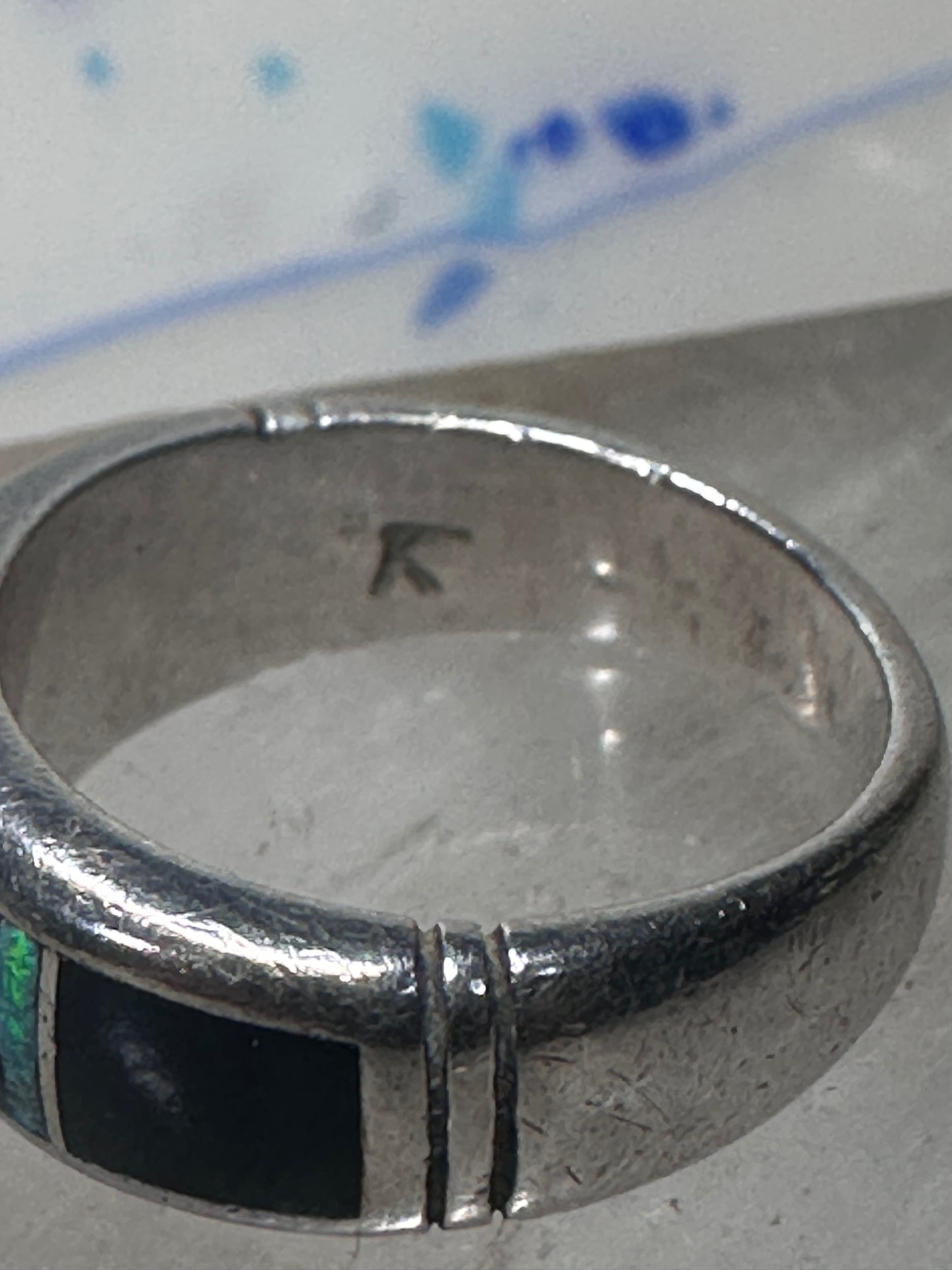 Onyx lab opal ring southwest band size 6.50 women girls