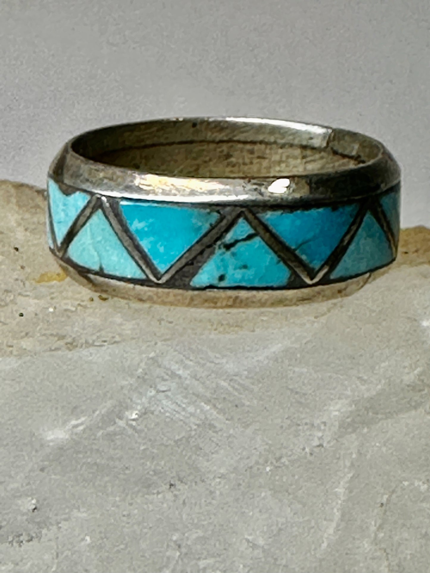 Zuni ring Turquoise band size 7.75 sterling silver women men