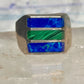 Vintage Mexico Sterling Silver Malachite Azurite Inlay Signet Ring Size 11 14.4g 925