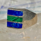 Vintage Mexico Sterling Silver Malachite Azurite Inlay Signet Ring Size 11 14.4g 925