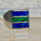 Vintage Mexico Sterling Silver Malachite Azurite Inlay Signet Ring Size 11 14.4g 925