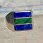 Vintage Mexico Sterling Silver Malachite Azurite Inlay Signet Ring Size 11 14.4g 925