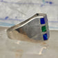 Vintage Mexico Sterling Silver Malachite Azurite Inlay Signet Ring Size 11 14.4g 925