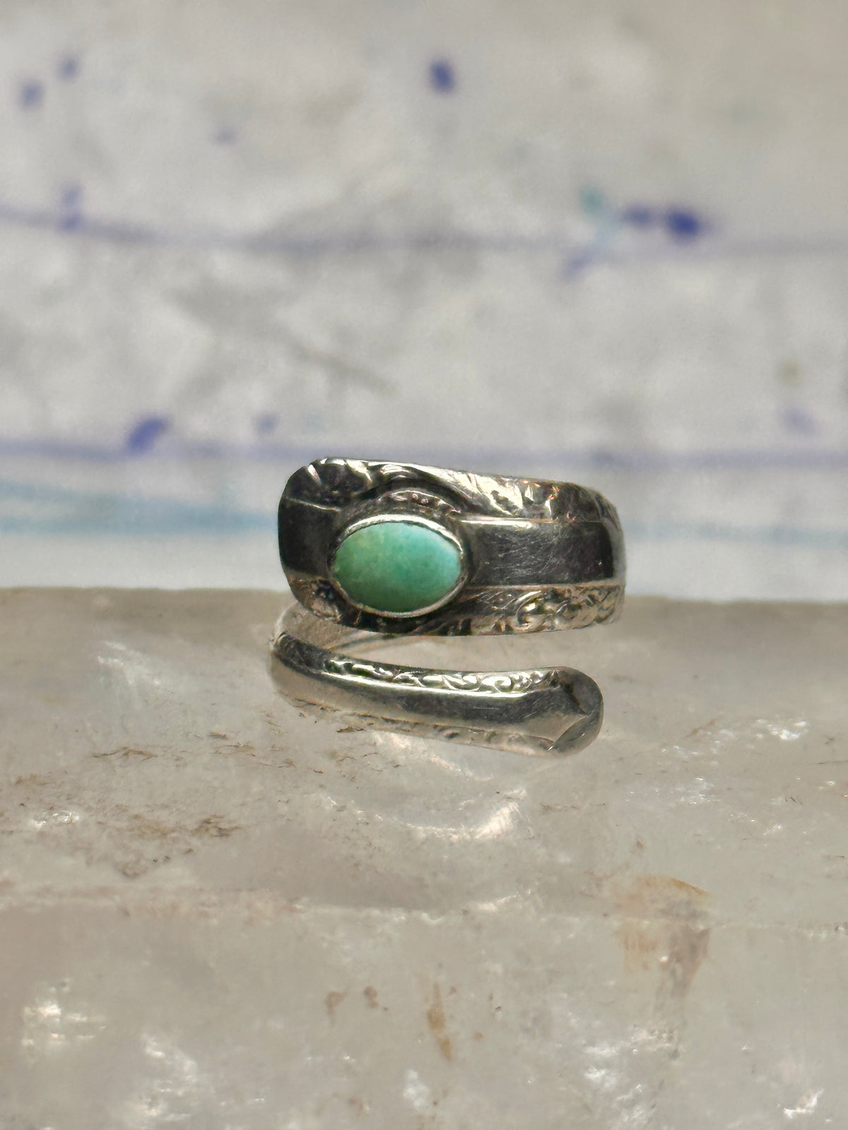 Vintage Towle Sterling Silver Candlelight Turquoise Spoon Ring Size 6 6.1g 925