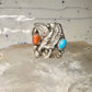 Eagle ring turquoise coral southwest band band Size 10.5 sterling silver women men