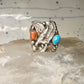 Eagle ring turquoise coral southwest band band Size 10.5 sterling silver women men