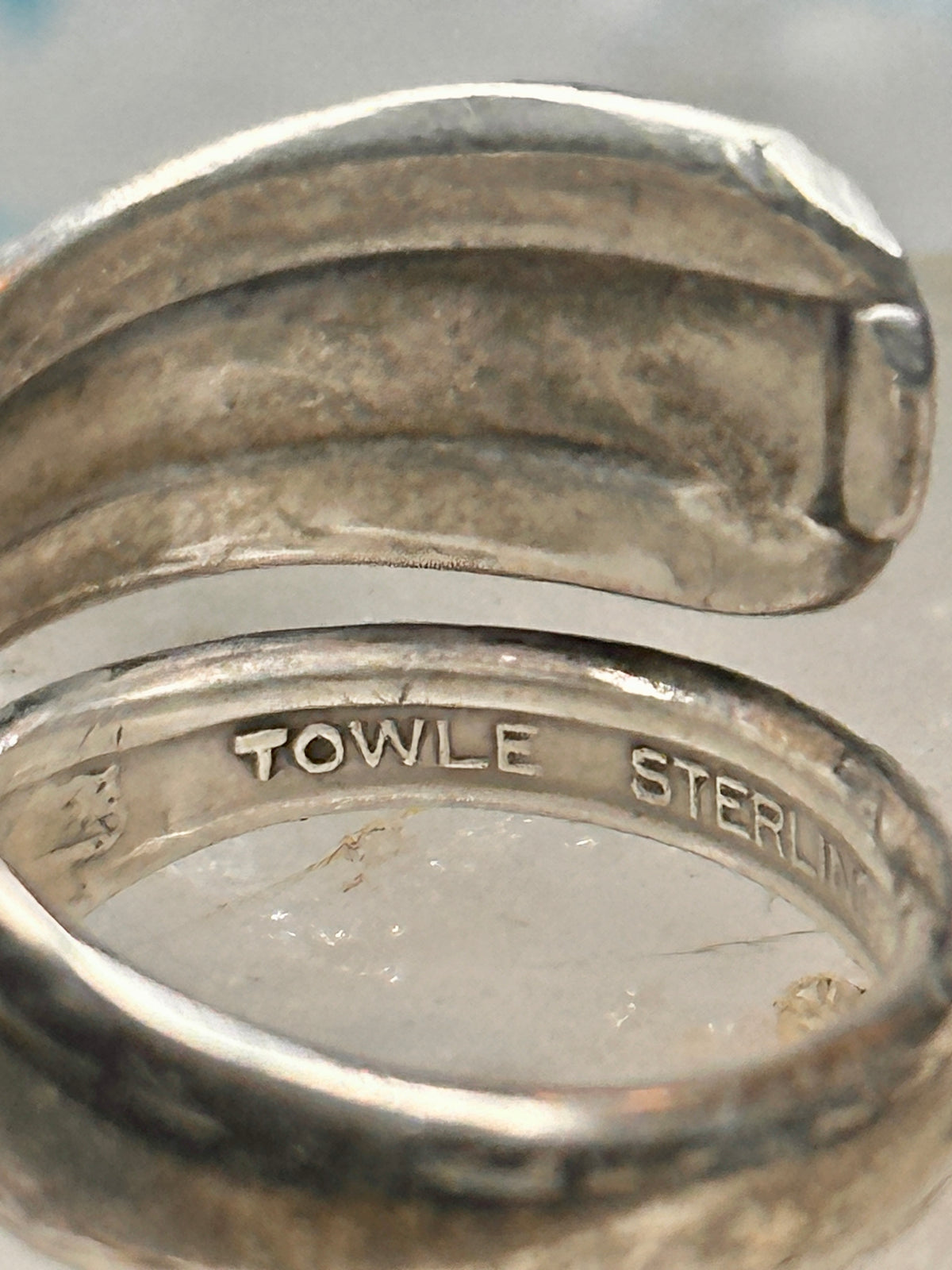 Vintage Towle Sterling Silver Candlelight Turquoise Spoon Ring Size 6 6.1g 925
