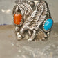 Eagle ring turquoise coral southwest band band Size 10.5 sterling silver women men