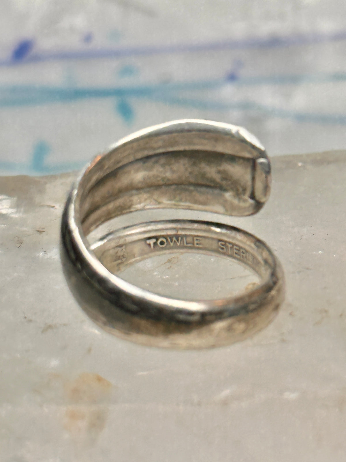 Vintage Towle Sterling Silver Candlelight Turquoise Spoon Ring Size 6 6.1g 925