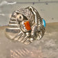 Eagle ring turquoise coral southwest band band Size 10.5 sterling silver women men