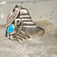 Eagle ring turquoise coral southwest band band Size 10.5 sterling silver women men