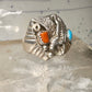 Eagle ring turquoise coral southwest band band Size 10.5 sterling silver women men