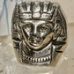 King Tut ring Egyptian Pharaoh Face band size 6 sterling silver women men