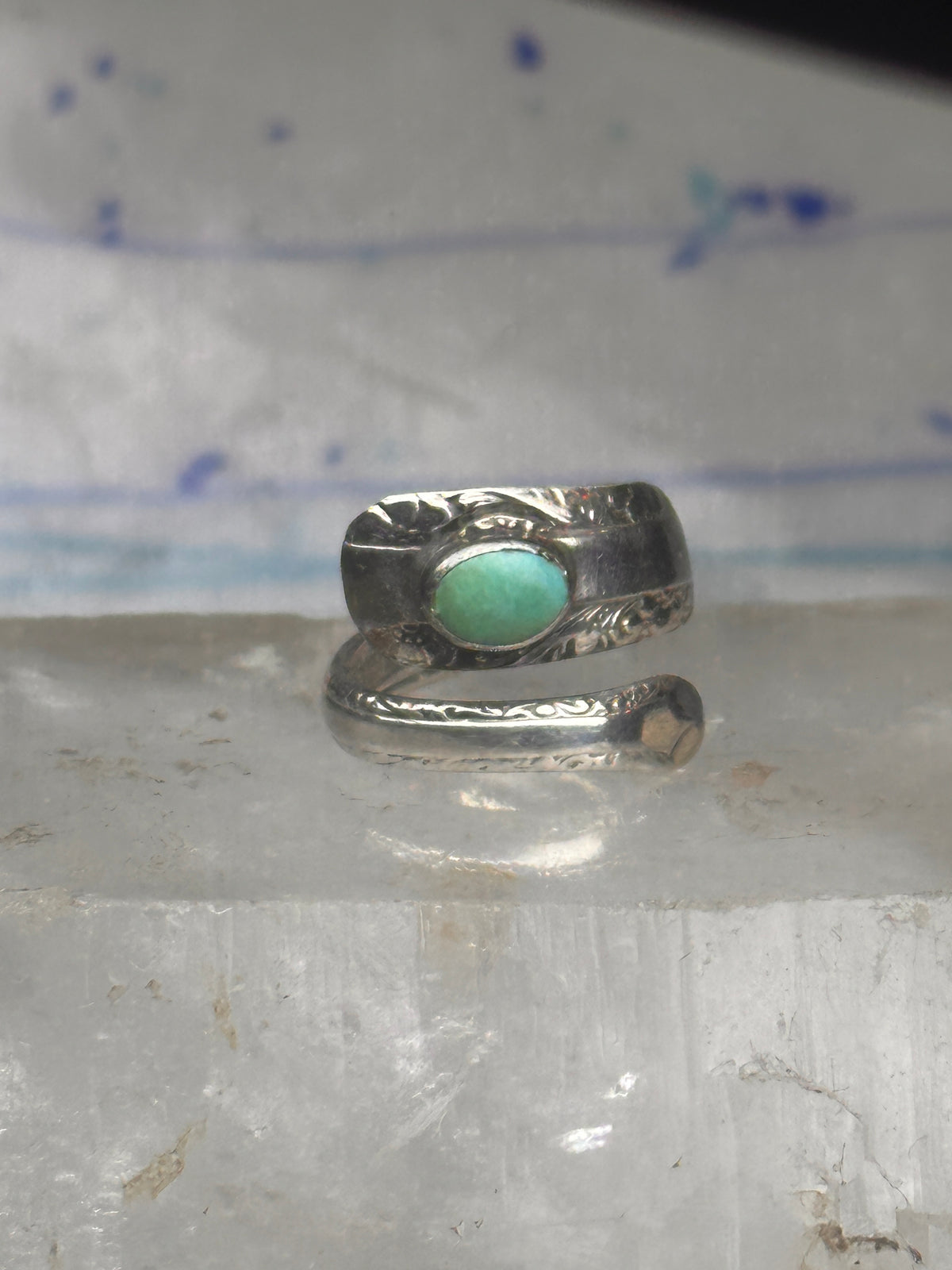 Vintage Towle Sterling Silver Candlelight Turquoise Spoon Ring Size 6 6.1g 925