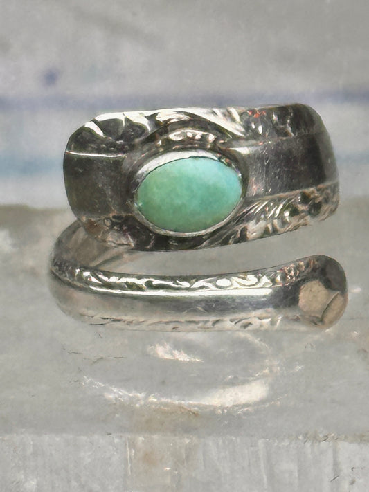 Vintage Towle Sterling Silver Candlelight Turquoise Spoon Ring Size 6 6.1g 925