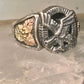 Black Hills Gold ring eagle leaves onyx band Size 10.2 sterling silver women men