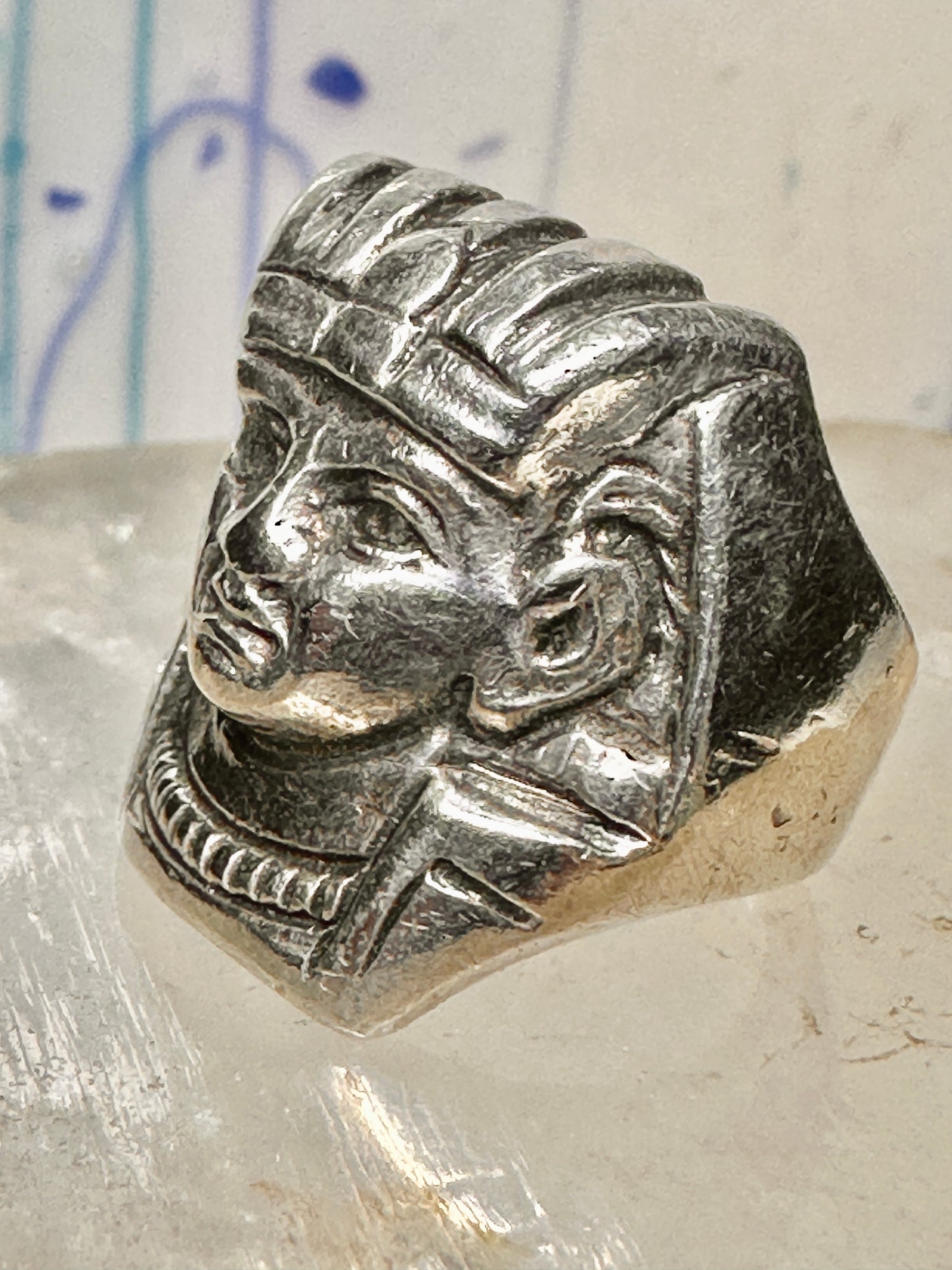 King Tut ring Egyptian Pharaoh Face band size 6 sterling silver women men