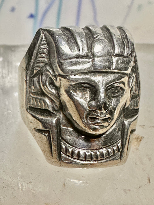 King Tut ring Egyptian Pharaoh Face band size 6 sterling silver women men