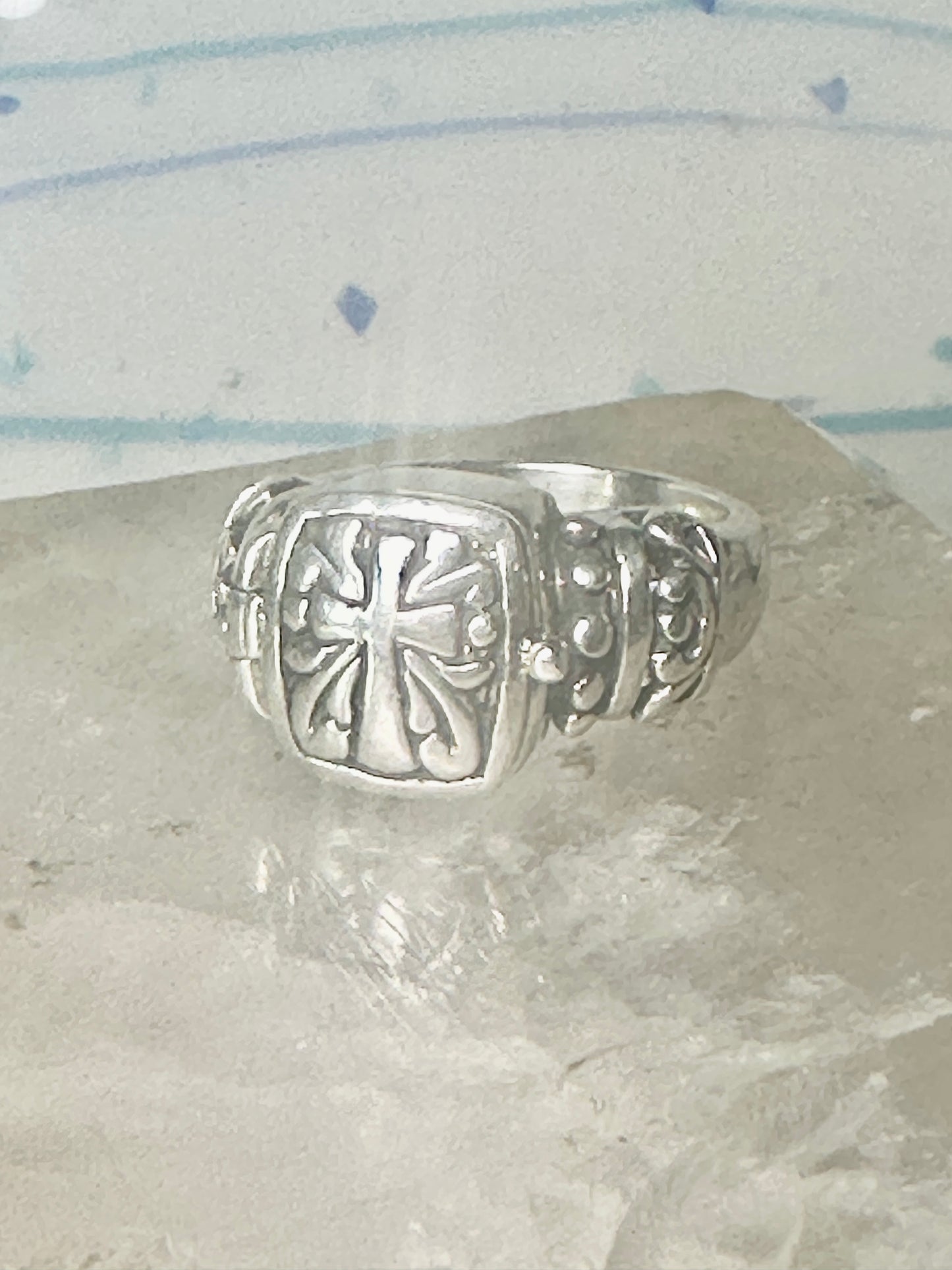 Cross poison ring Religious Christian size 6 sterling silver women girls