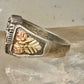 Black Hills Gold ring eagle leaves onyx band Size 10.2 sterling silver women men