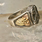 Black Hills Gold ring eagle leaves onyx band Size 10.2 sterling silver women men